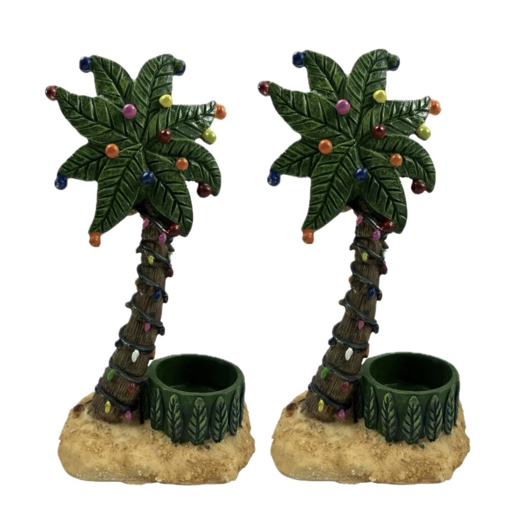 2 Scott's Palm Tree Tealight Holder Resort Collectible of Distinction Gift Deco